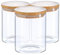 Argon Tableware Scandi Storage Jars with Wooden Lids - 750ml - 3 Pack - Modern Round Organisation Container Glass Jar for Kitchens, Pantry, Bathrooms, Utility Rooms