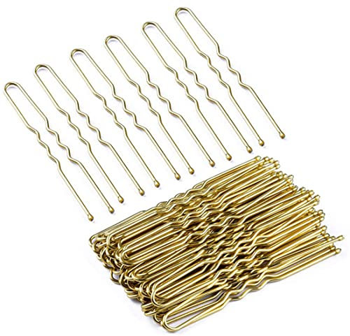 Zeayebsr 100 Stück Haarnadeln U Haarnadel Metall Wellenform Haarklammern Klassische Bobby Pins für Mädchen und Frauen Gewellt Haarklammern Haarschmuck Friseursalon für Kinder Frauen Mädchen(Gold)