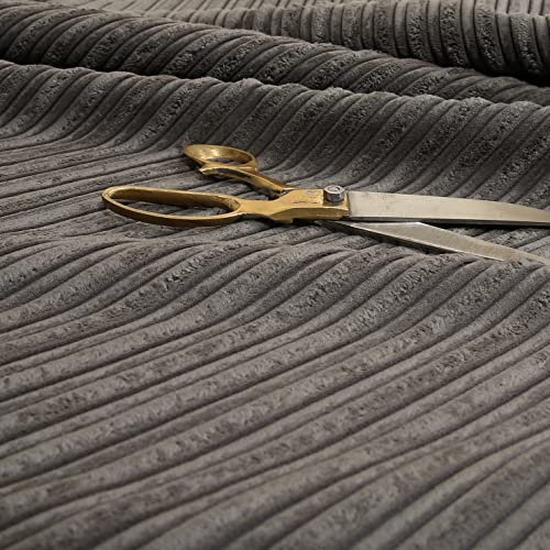 Redbrick Mill Fabrics Soft Jumbo Cord Corduroy Material Textile for Sofas Chairs Home Furnishings Upholstery Projects Flame Treated Fabric by The Metre, Charcoal Grey (1 Metre)