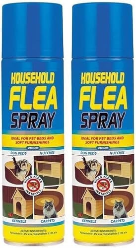 2 x Flea Spray for House Kills Flea Instantly Household Flea treatment for the home Dog Beds Pet Beds Hutches Kennels and Carpets Tick Protection Soft Furnishings 200ml