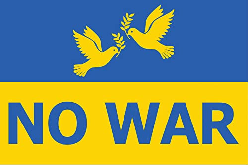 AZ FLAG Flagge Ukraine NO WAR MIT Taube 150x90cm - UKRAINISCHE Nein ZUM Krieg Fahne 90 x 150 cm - flaggen Top Qualität