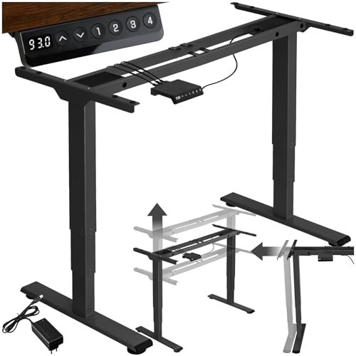 tectake® Pied de table de bureau réglable en hauteur électrique Bureau assis debout 110-168 x 60 x 60-125 cm max. 100kg Bureau ergonomique Bureau ordinateur Pied de Bureau Teletravail Table de travail