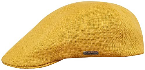 Sterkowski Rusty Duckbill Mütze | 100% Naturleinen Schiebermütze für Herren und Damen | Leichte Sommer Cabrio Flatcap Newsboy Gatsby Golf Cabrio Kappe Vintage Leichte Sonnen Schirm Hellgelb 56