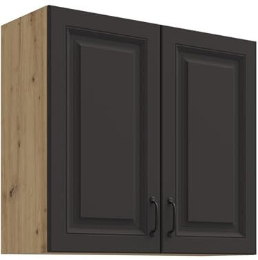 Kuechen-preisbombe Hängeschrank 80 cm Stilo Grau + Eiche Artisan Küchenzeile Küchenblock Küche