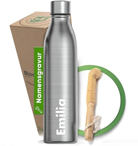 Blockhütte Gourde Personnalisée en Acier Inox - 750ml Bouteille Isotherme pour le Sport et Fitness – Gourde de Sport Sans BPA – Water Bottle Étanche – Bouteille Sport, Randonnée, Gym