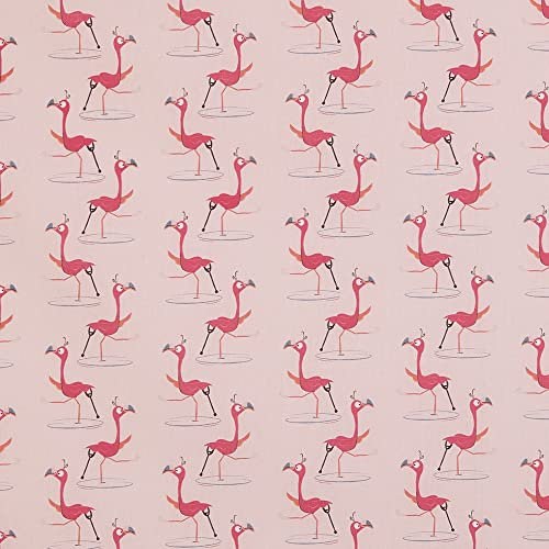 KT KILOtela - Tissu Patchwork en Coton, Impression numérique, Couture, Artisanat, Largeur 140 cm, Longueur au Choix 50 en 50 cm, You Can, Flamants Roses avec béquilles, Rose
