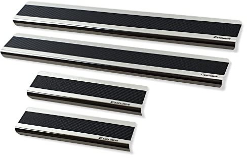 Carbone Baguettes de seuil en acier inoxydable pour Volkswagen Golf V 2003-2009 5 -porte. Confort de conduite accru grâce aux plaques de seuil résistantes aux acides - Protection contre les rayures