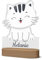 Katze Nachtlicht mit buntem Design und individuellem Namen - ideal als Geschenk zur Taufe oder zum Geburtstag | inklusive LED Fuß und USB-Kabel