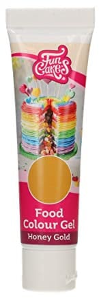 FunCakes Food Colour Gel Honey Gold: Hochkonzentrierte Lebensmittelfarbe für Teig, Sahne, Fondant, Marzipan, Teig. Einfache Dosierung. Einzelne Tropfen, um lebendige Farben zu erzeugen. Halal. 30 g.