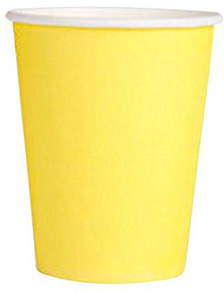 Acfthepiey Lot de 20 gobelets en carton (255 ml) - Couleurs unies unies - Pour fête d'anniversaire - Traiteur - Jaune
