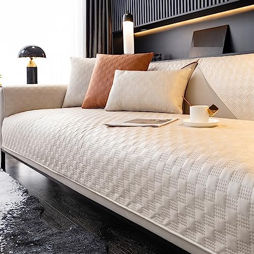 Cozomiz Wasserdichter PU-Leder Sofa Sitzkissenbezug rutschfeste Matte Atmungsaktiv Mehrfachnutzung Sofaüberwurf Sesselschutz Spielmatte Japanischer Tatami Teppich 110x110cm Weiß