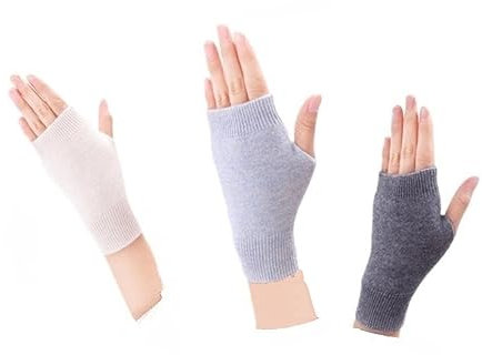 YUPPIE TONE Kaschmir Fingerlose Handschuhe Warm Weiche Hand Stulpen Fingerless Kurz Unsichtbar Armwärmer (3 Paare, White)