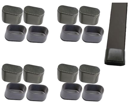 Simpracon Ovale Stuhlbein-Bodenschoner mit Filz, mittlere Stuhlbeinkappen, Gummi-Möbelfüße, Abdeckungen für Hartholzböden, verhindern Kratzer, kein Lärm (Schwarz, 16 Stück, 40 x 20 mm)