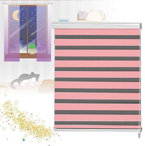 Rollo Verdunkelungsrollos Thermo-Verdunkelungsrollo Fensterjalousien einfach zu montierende Fensterjalousien für Zuhause Büro für Küche/Bad/Toilette in jedem Raum 130x180cm/51x72in(WxH) rosa