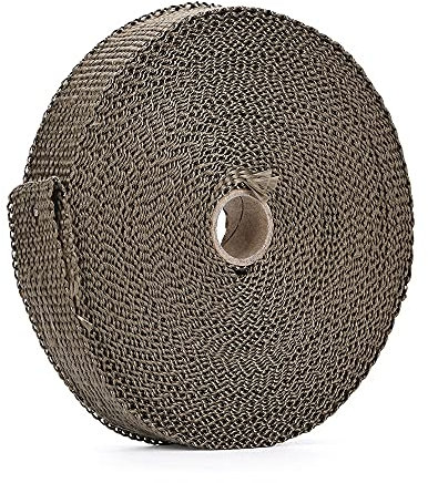 XARONF Auspuff Hitzeschutz,Auspuffband 1 / 25mm 15m Titan-Auspuff-Header Rohr Wärme-Wickelband mit Verriegelungskunst Wärmeschutz Roll-Schild Autozubehör