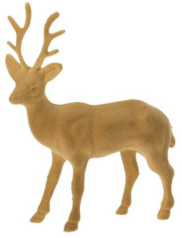 ZauberDeko Rentier Braun Grün Dekofigur Hirsch Samt Weihnachten Deko 17 cm, Farbe:Hellbraun