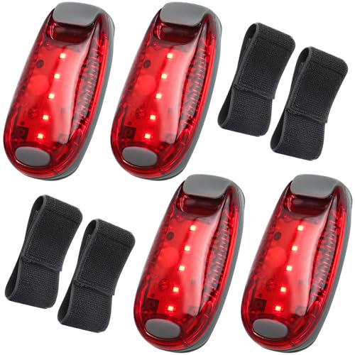 LUVZOOR 4er Set LED Blinklicht, Sicherheitslicht Set Blinklicht Schulranzen Licht Leuchtanhänger Hund mit Batterien Clip Dauerlicht und Blinklicht für Kinder Rucksack, Jogger, Kinderwagen