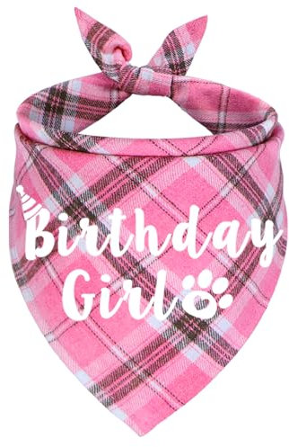 JOTFA Hunde-Geburtstags-Halstuch, verschiedene Größen, Geburtstags-Halstuch für Hunde, Geburtstag, Mädchen, Bandana für extra große Hunde, Haustiere (Rosa, XL)