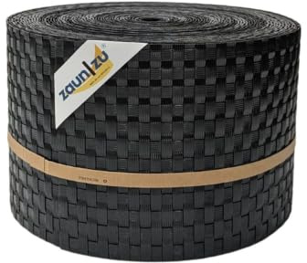 zaun|zu® Rattan 26 Meter Rolle 19cm hoch | Sichtschutzstreifen PE für Doppelstabmatten UV-beständiger Sichtschutz | Zaunblende Made in Germany | Robustes Design Schwarz 26m