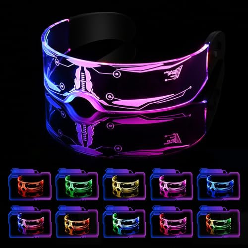 Comius Sharp Led Brille, Cyberpunk Party Leuchtbrille Leuchtende Visor Glasses, 7 Farben 4 Modi Neon PartyBrille, Led Brillen für Party Glasses, Musikfestival, Karneval, Halloween, Bar, DJ, Nachtleben