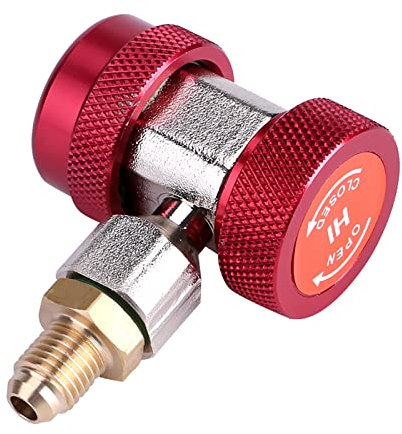 Yctze R134 A/C Low High Quick Connector, Klimaanlagen-Kupplungsadapter mit Absaugventilkern, für High-Side-Beladung und Kältemittelanschluss (rote Hochspannung)