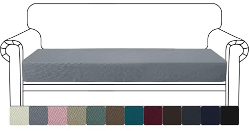 YSTELLAA Stretch Sitzkissenbezug, Sofa Sitzkissenbezug rutschfest, Elastischer Sofa Sitzkissenbezüge, Universal Sitzkissen Bezug Wohnzimmer, Sofaschoner, 3 Sitzer, Hellgrau