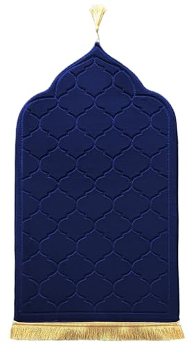LAVAMOND Gebetsteppich Beten Teppich Muslim Gepolstert Muslimischer Gebets-Teppich Dicker Stoff (Navy blau)