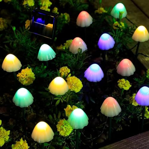 ZYTC Super helle Solar String Licht Pilz Boden eingefügt 20FT 30LED Lichter schwankende Lichter im Freien wasserdichte Garten Dekorationen für Yard Patio Pathway Rasen Gardening (mehrfarbiges Licht)