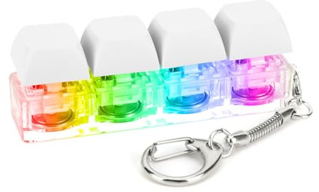 Fiorky Keyboard Fidget Toys Fidget Toys Keychain 4 Keys Keyboard Decompression Toys with LED Light Keyboard Fidget Toy DIY Button Stress Relief for Adult To Relief Stress Pass The Time