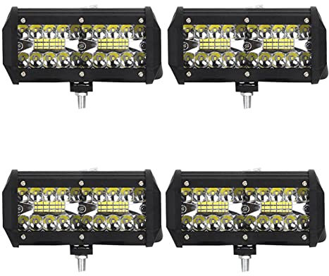 SONGVXR 7 Zoll 60W Combo LED Licht Bars Spot Flood Beam 4x4 Punkt 1 2V 24V 4WD LED Scheinwerfer für Auto Boote SUV ATV I Licht kompatibel mit Barra Lichtleiste/Arbeitslicht ( Größe : 4 Stück)