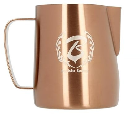 Barista Space Jarra de leche de plata pulida, ideal para latte art con boquilla precisa, ligera y manejable, recomendada por campeones del mundo – silverCopper – 350 ml