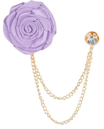 PATIKIL Broche en Forme de Fleur de Rose, Épingle de Revers pour Costumes pour Hommes, Accessoires de Costume, Broches de Marié à mode pour Mariage, Anniversaire, Violet Clair