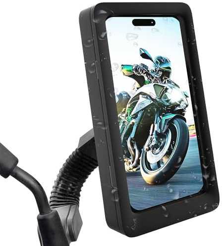 Porta cellulare scooter impermeabile Custodia compatibile con smartphone fino a 7,5 con finestrino posteriore fissaggio infrangibile e sicuro allo specchietto retrovisore