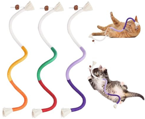 Aikeis 3er-Pack Katzenspielzeug, interaktives Spielzeug, Haustierseilspielzeug, Haustierseilspielzeug, Katze, interaktives Spielzeugseil