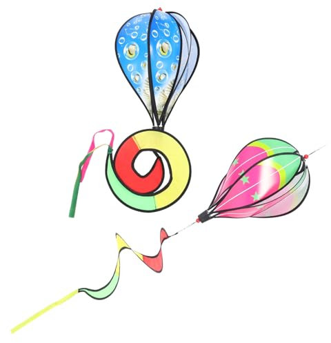 OFFSCH 2 Pièces Ornement Montgolfière Girouettes à Ballon Manche à Air Arc-en-Ciel Moulins à Vent Arc-en-Ciel Moulin à Vent Coloré Toupies De Jardin Tourbillons Moulin à Vent Rotatif PVC