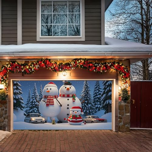 Decoración de Navidad para puerta de garaje, pancarta de Navidad para puerta de garaje, decoración grande de Navidad para puerta de cochera, decoración de Papá Noel, decoración de Navidad para puerta