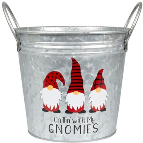 Fyne-Finds Merry Christmas Chillin With My Gnomies Gonk 18cm, 7inch Plant Pot Handles Festive Planter 2.7L Home Decor Xmas Gift