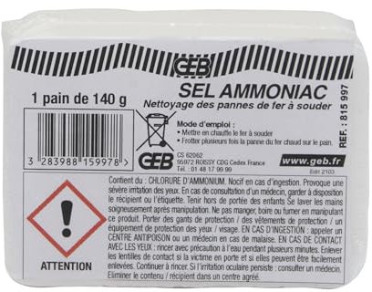 GEB Sel ammoniac en pain pour nettoyer les pannes de fer à souder - Pain 140g