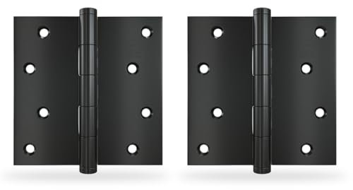 Amig - Pack de 2 Bisagras Fijas - 4'' x 4'' (101 x 101 x 2.5 mm) - Acero Inoxidable 18/8 - Negro - Con Remate Plano - Con Canto Cuadrado