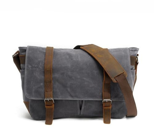 Kameratasche aus Segeltuch, Retro-Sling-Messenger für Objektive und Zubehör, mehrere Fächer, für Outdoor- und Stadtfotografen (Grau)