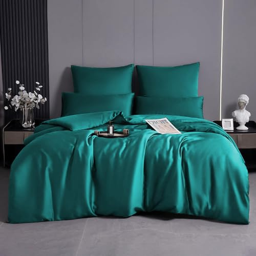 MH MYLUNE HOME 100% Tencel™ Lyocell Bettwäsche-Set 135x200 Eukalyptus Bettwäsche Sommer 2tlg.Atmungsaktiv gegen Schweiß,Hypoallergen,Klimaregulierend,1 Bettbezug & 1 Kissenbezug 40x80,Grün