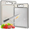 Planche à Découper En Titane, Planche à découper double face, planche a decouper inox, planche à découper plastique,cutting board avec Rainure Presse-ail & Fente à Jus,sans BPA,passe au lave-vaisselle