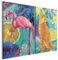 murando - Wandbilder XXL Set Flamingo und Gepard 120x90cm 2 Teilig je 60x90cm Collage 2er Leinwandbild Groß Wanddeko Kinderzimmer Wanddekoration - Naturmotiv Tropischer Wald Blätter g-C-10190-b-a