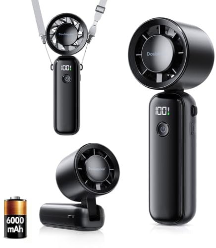 Astaowl Portable Handheld Fan, 6000mAh Battery Personal Fans Portable Rechargeable, 5 Wind Speeds, Lanyard Small Pocket Design, 3 IN 1 Hand Held Fan for Travel/Outdoor/Indoor