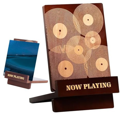 Porte-disques en bois – Support de disque vinyle en bois pour présentation | Support de rangement robuste et élégant pour disques vinyles | Rangement élégant en bois pour disques et décoration
