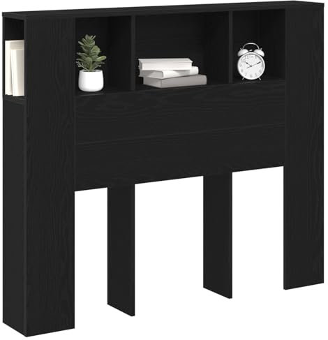 vidaXL Schwarzes Eichen Kopfteil mit viel Stauraum für Betten Holzwerkstoff 120,2 cm L 18,8 cm B Innen Deko Matt Finish Perfekte Moderne Schlafzimmer Deko stylisches Bett