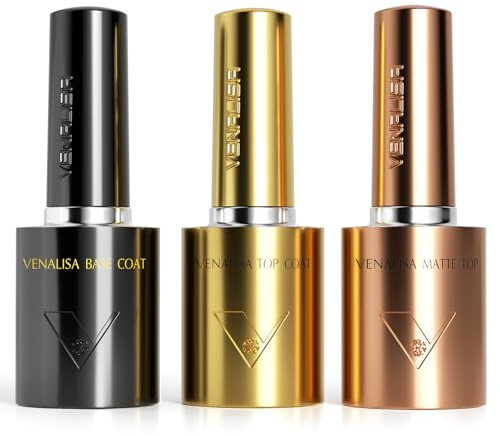 VENALISA No Wipe Top Coat und Base Coat und Matt Top Coat Set Gel UV Nagellack High Gloss Long Lasting Nail Polish Starter Manicure Salon DIY at Home