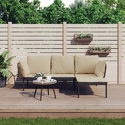 Festnight Balkon Lounge Klein L Form Ecklounge Gartenlounge Set Rattan Metall Lounge Möbel Outdoor Balkonmöbel Kleiner Balkon Sofa Terrassenmöbel Gartenmöbel Loungemöbel Ecksofa