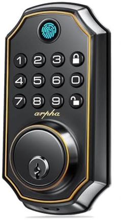 TUANZUN Finger Print Door Handle,Smart Door Lock Door Lock 5-in-1 Smart Fingerprint Deadbolt with Electronic Deadbolt Auto-Lock One Touch Lock