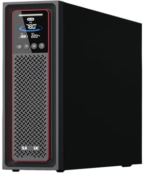 AMEHRU De alimentación ininterrumpida (UPS) C3KS de 3 kVA y 3000 W con batería de Respaldo for estabilización de Voltaje de Servidor y autonomía extendida de 8 Horas.